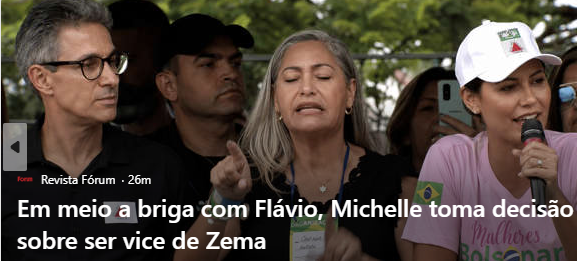 BOMBA: Em meio a briga com Flávio, Michelle toma decisão sobre ser vice de Zema