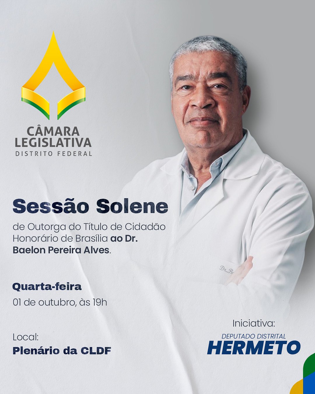 Médico do SUS será homenageado pela Câmara Legislativa