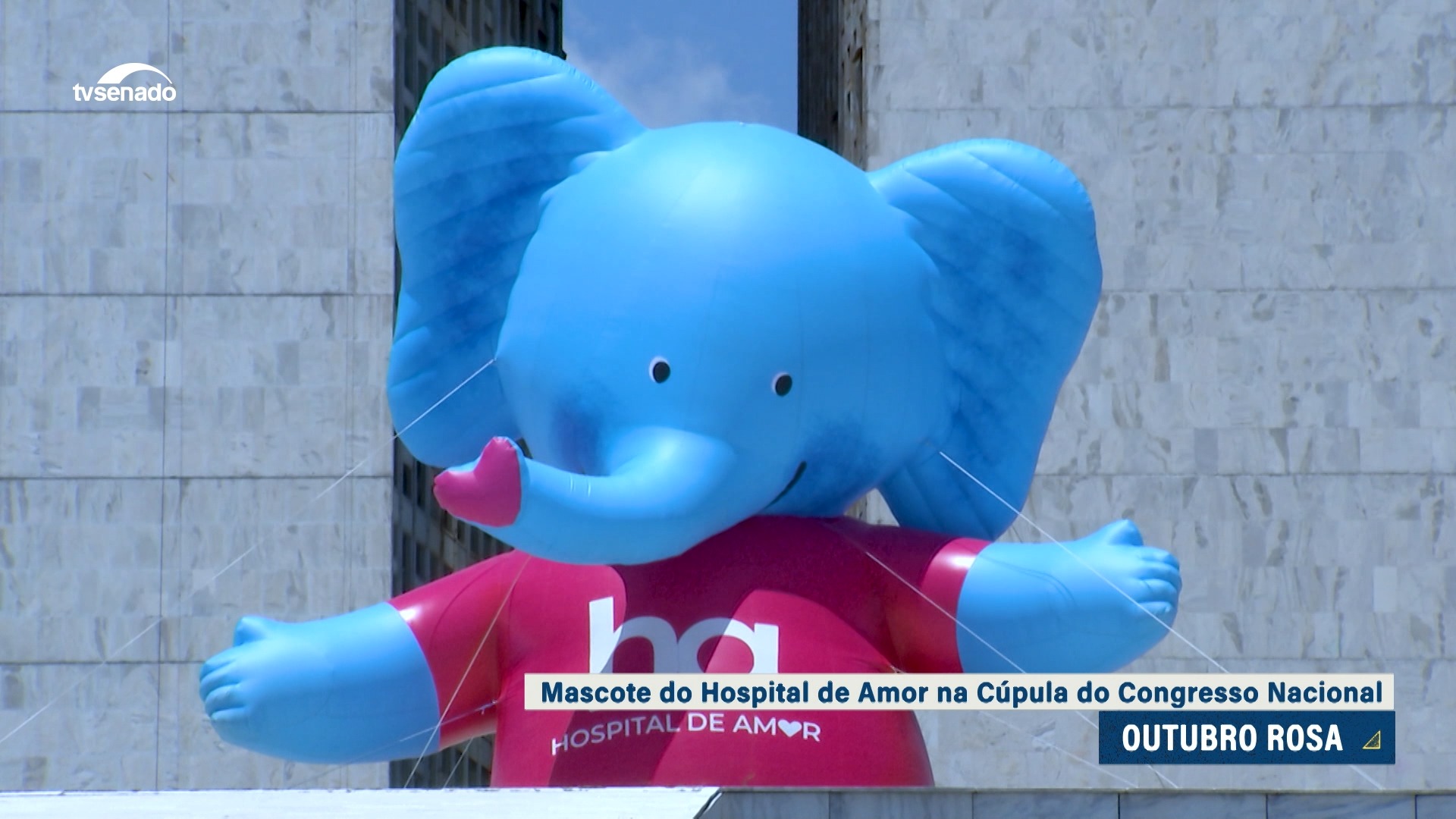 Vídeo: Boneco inflável no Congresso chama a atenção para o câncer de mama